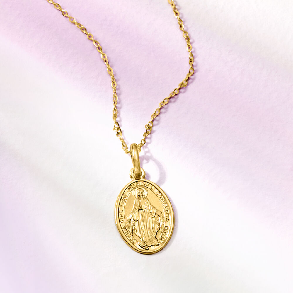 Italian 18kt Yellow Gold Miraculous Medal Pendant