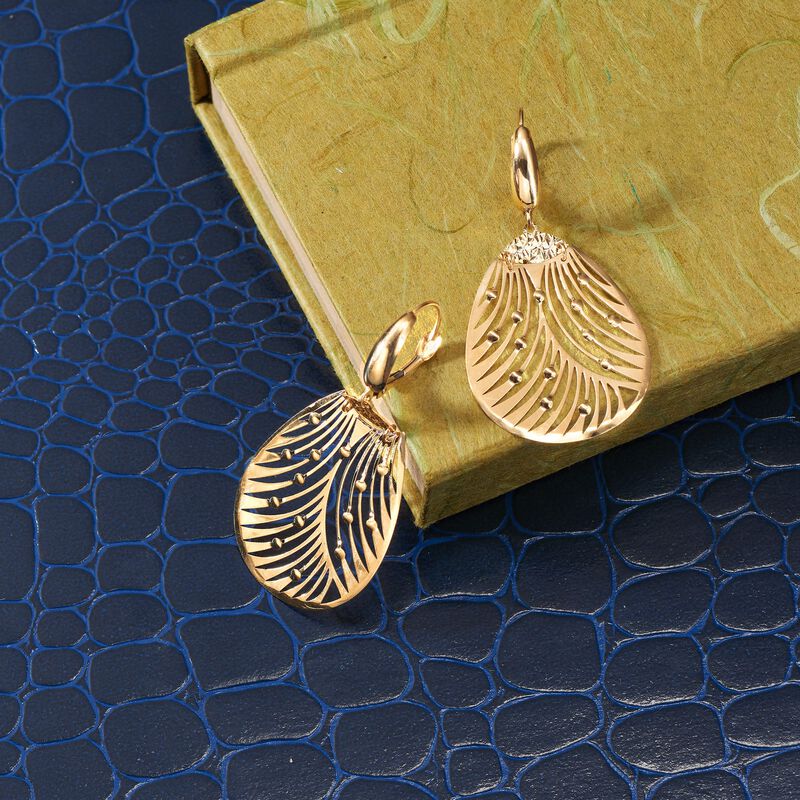 Italian 18kt Yellow Gold Openwork Drop Earrings image number 3