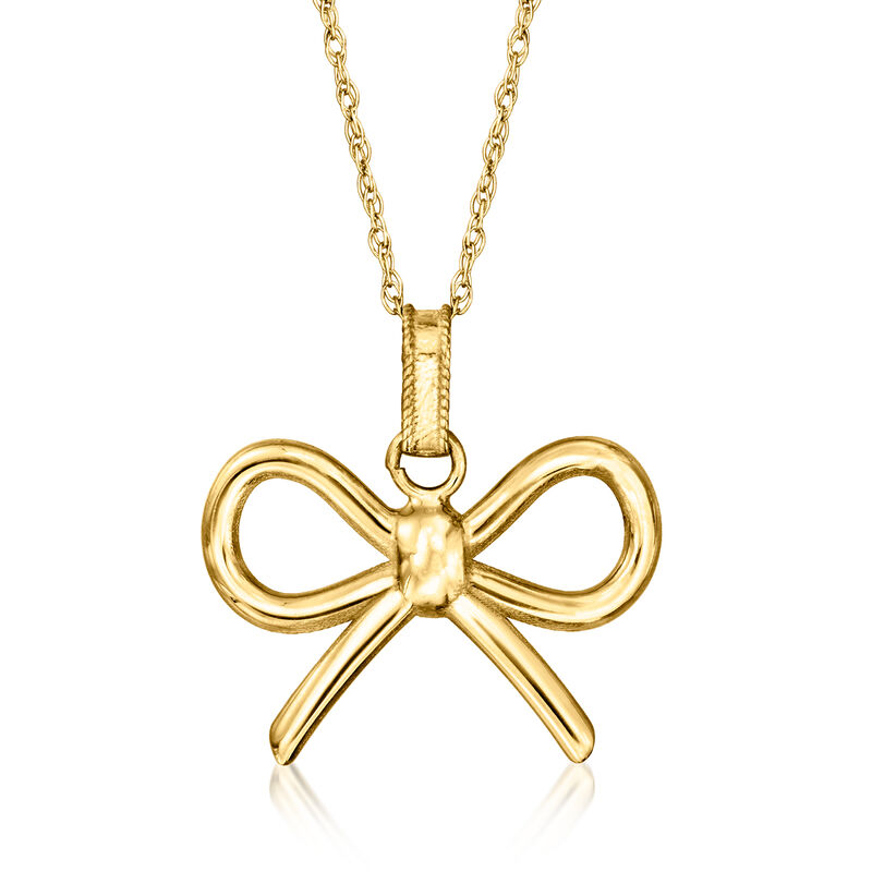 Italian 14kt Yellow Gold Bow Pendant Necklace image number 0