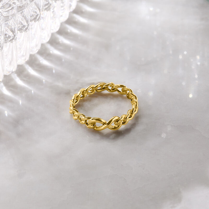 Italian 14kt Yellow Gold Infinity Symbol Curb-Link Ring image number 2
