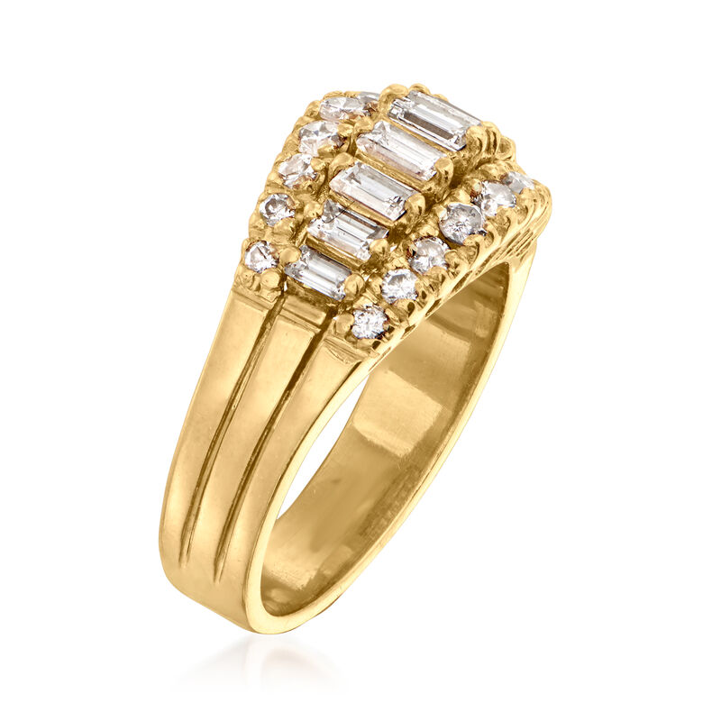 C. 1980 Vintage 1.25 ct. t.w. Round and Baguette Diamond Fashion Ring in 14kt Yellow Gold image number 2