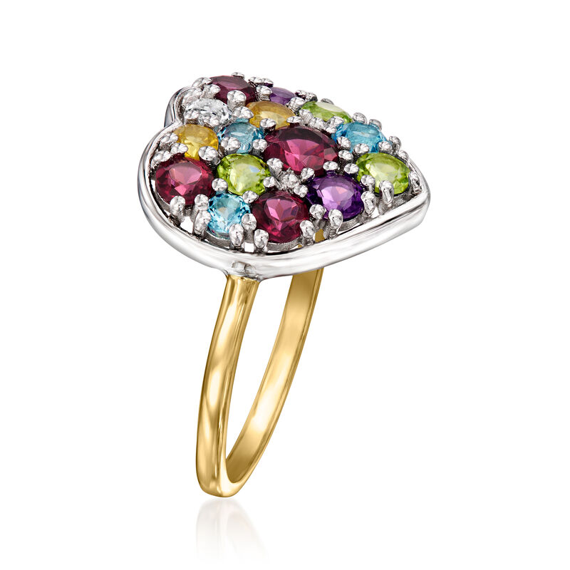 1.79 ct. t.w. Multi-Gemstone Heart Ring in Sterling Silver and 14kt Yellow Gold image number 2