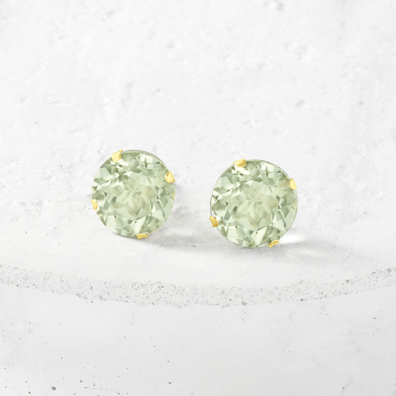 7.70 ct. t.w. Prasiolite Stud Earrings in 14kt Yellow Gold  image number 3