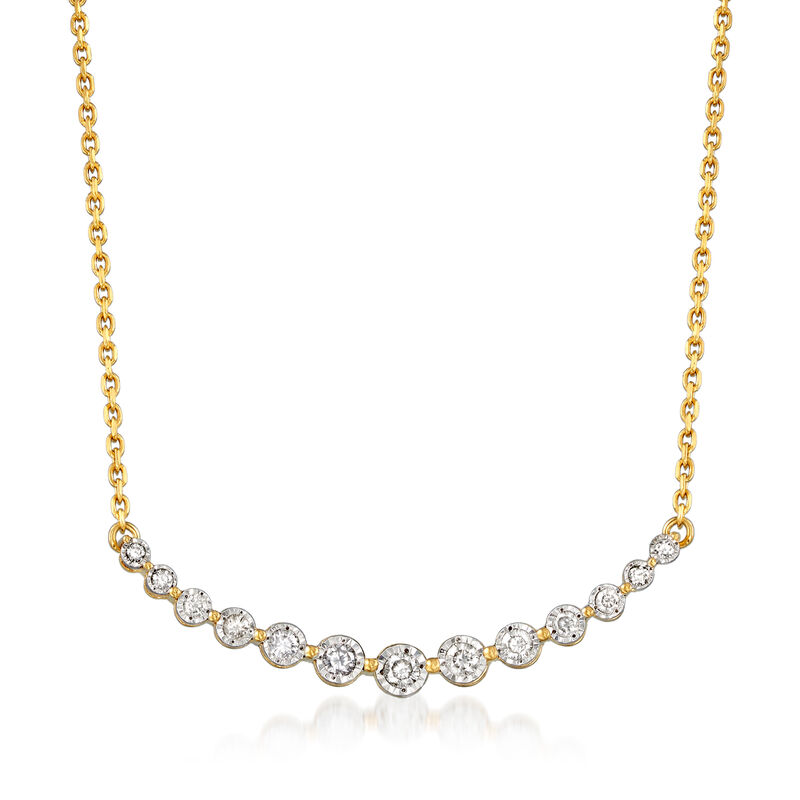 .50 ct. t.w. Diamond Curved Bar Necklace in 18kt Gold Over Sterling image number 0