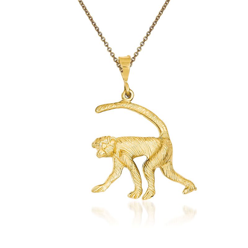 14kt Yellow Gold Monkey Pendant Necklace image number 0