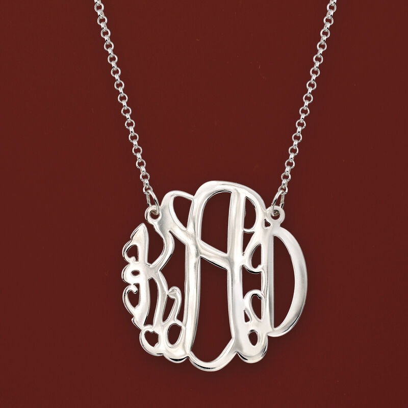 Sterling Silver Personalized Monogram Necklace image number 6