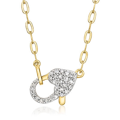 .15 ct. t.w. Diamond Heart-Shaped Clasp Necklace in 18kt Gold Over Sterling