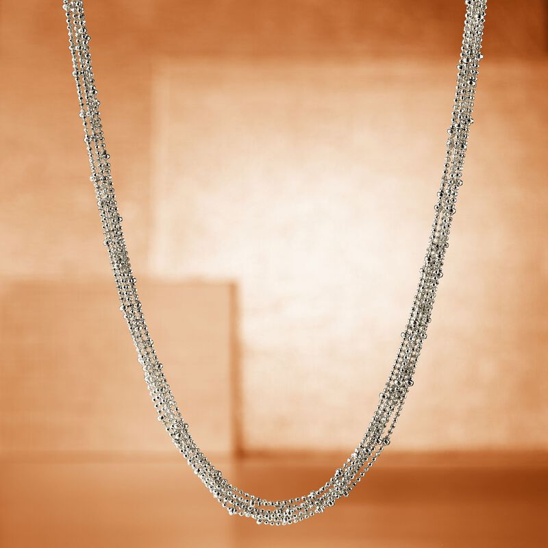 Italian Sterling Silver Seven Strand Bead Chain Necklace. 18&quot; image number 2