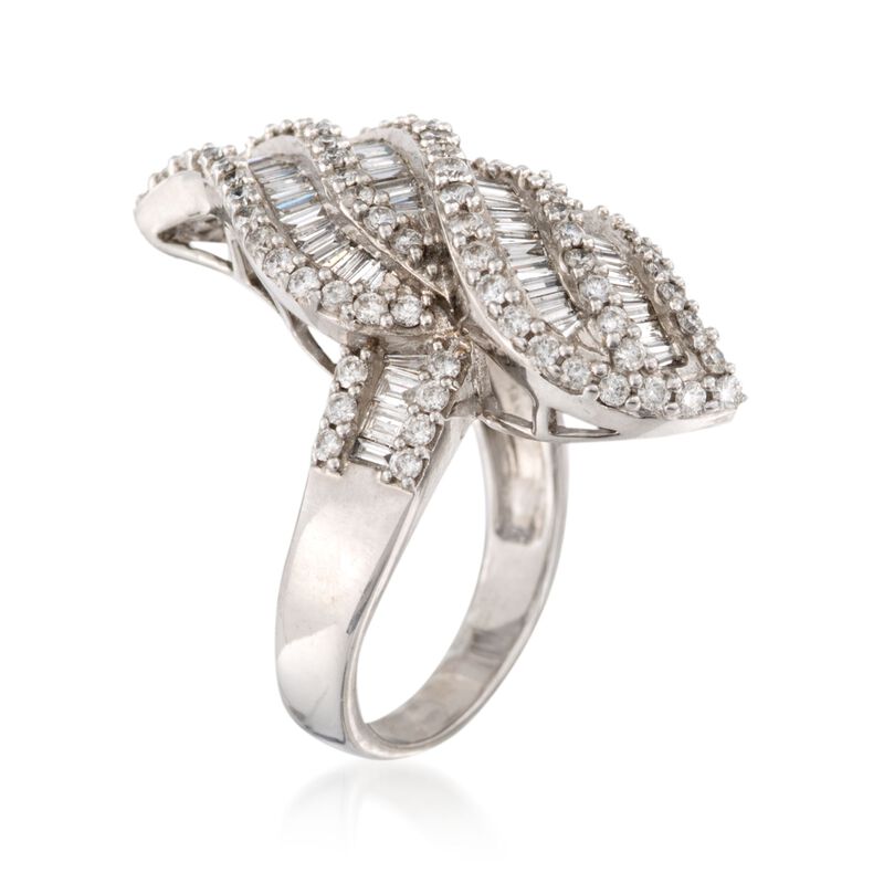 C. 1980 Vintage 3.30 ct. t.w. Diamond Swirl Ring in 14kt White Gold image number 2