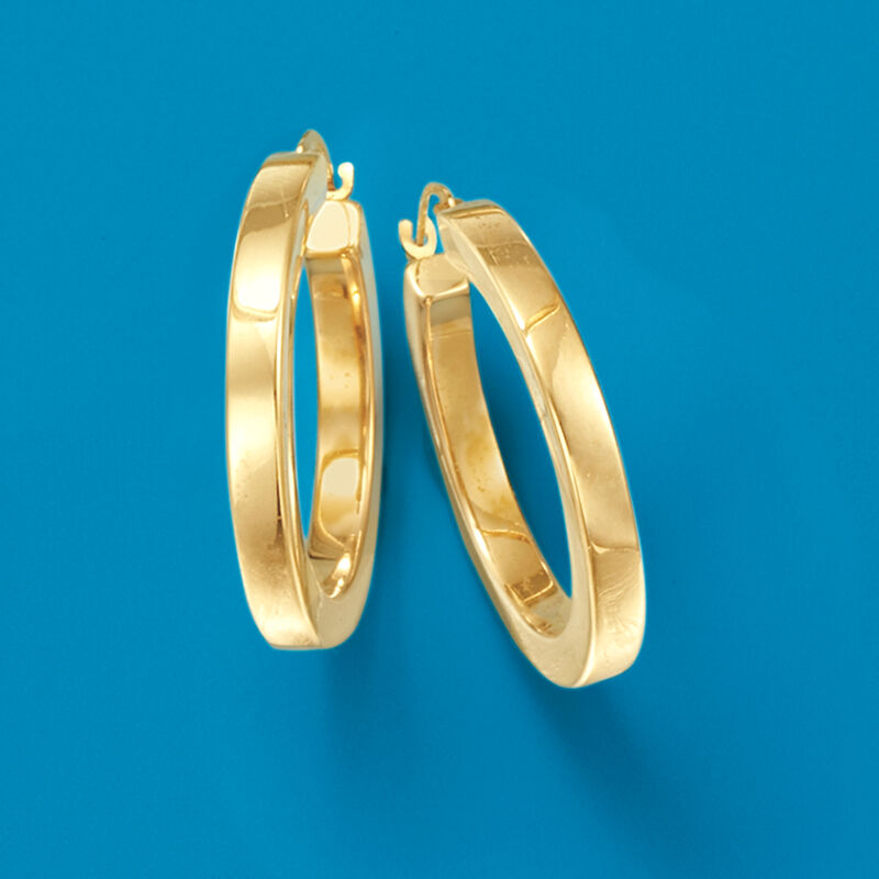 Andiamo 14kt Yellow Gold Over Resin Hoop Earrings. 1&quot; image number 2