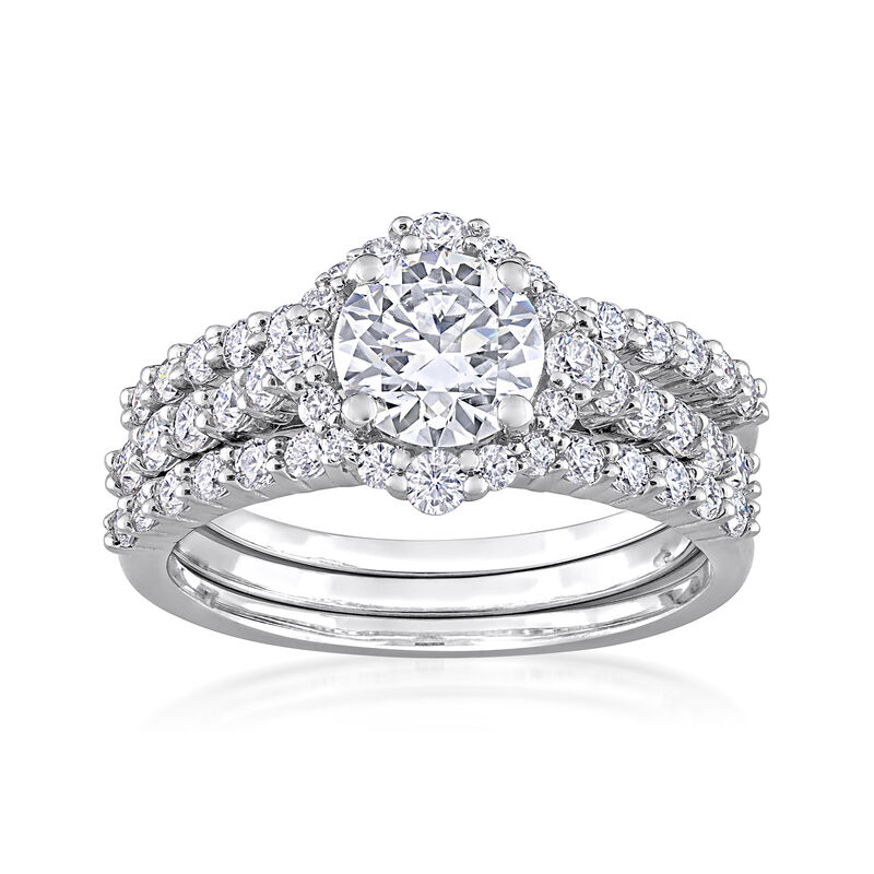 1.99 ct. t.w. Moissanite Bridal Set: Engagement and Wedding Rings in Sterling Silver. Size 8 image number 0