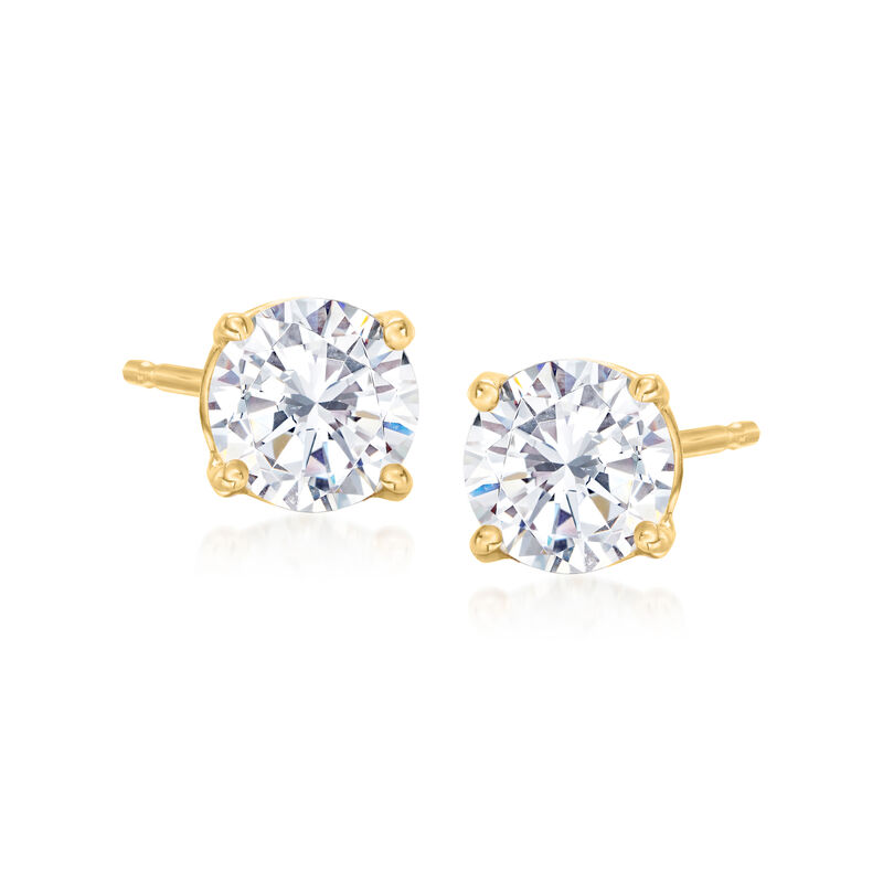6.00 ct. t.w. CZ Jewelry Set: Three Pairs of Stud Earrings in 18kt Gold Over Sterling image number 5