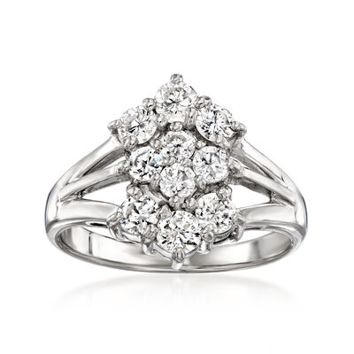 C. 2000 Vintage 1.02 ct. t.w. Diamond Cluster Ring in Platinum