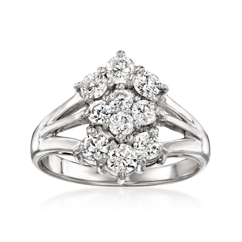 C. 2000 Vintage 1.02 ct. t.w. Diamond Cluster Ring in Platinum. Size 6 image number 0