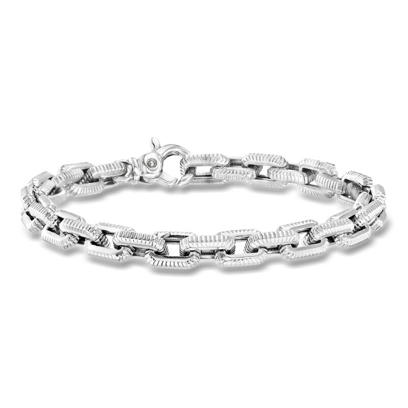 Phillip Gavriel Men's Sterling Silver Grooved Cable-Link Bracelet. 8.5" image number 0