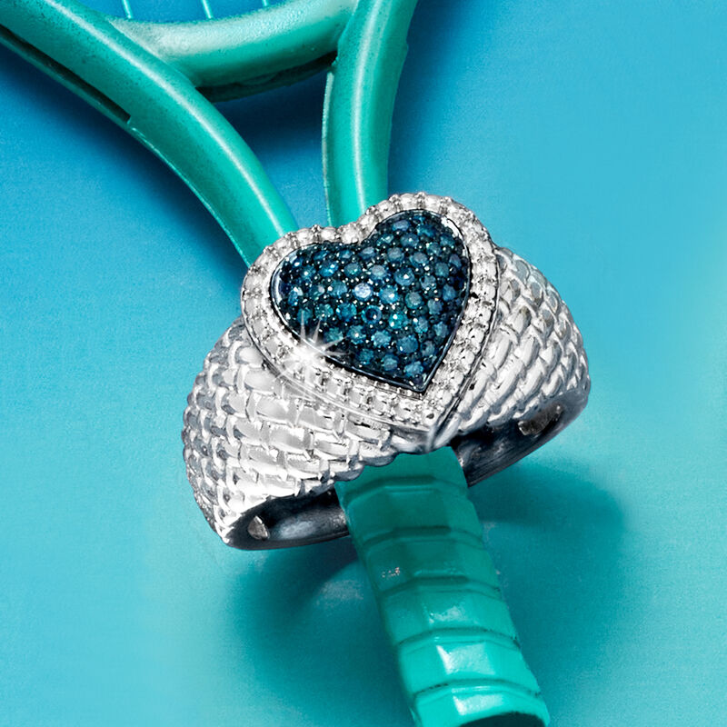 .25 ct. t.w. Blue Diamond Heart Ring in Sterling Silver image number 3