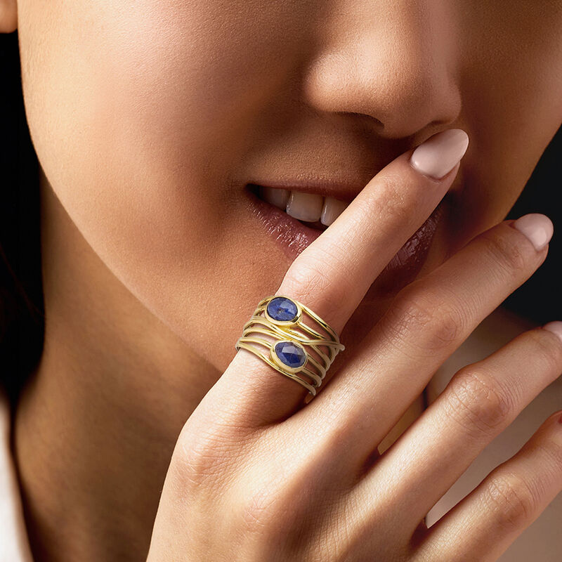 1.40 ct. t.w. Sapphire Highway Ring in 18kt Gold Over Sterling image number 1