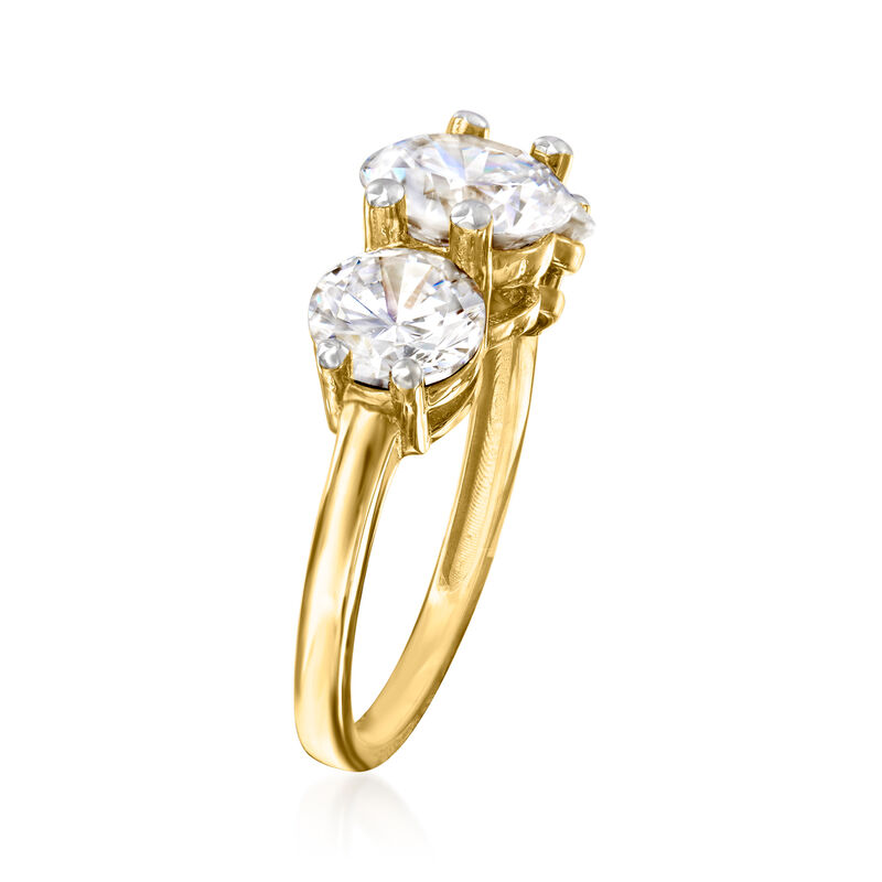 4.00 ct. t.w. CZ Three-Stone Ring in 14kt Yellow Gold. Size 5 image number 2