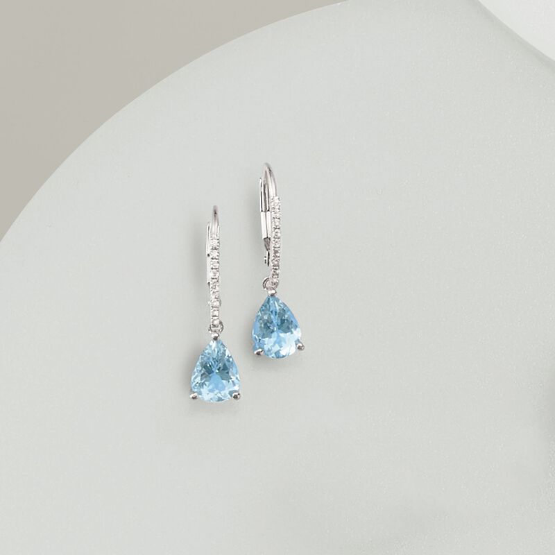 1.70 ct. t.w. Aquamarine and .15 ct. t.w. Diamond Drop Earrings in 14kt White Gold image number 2