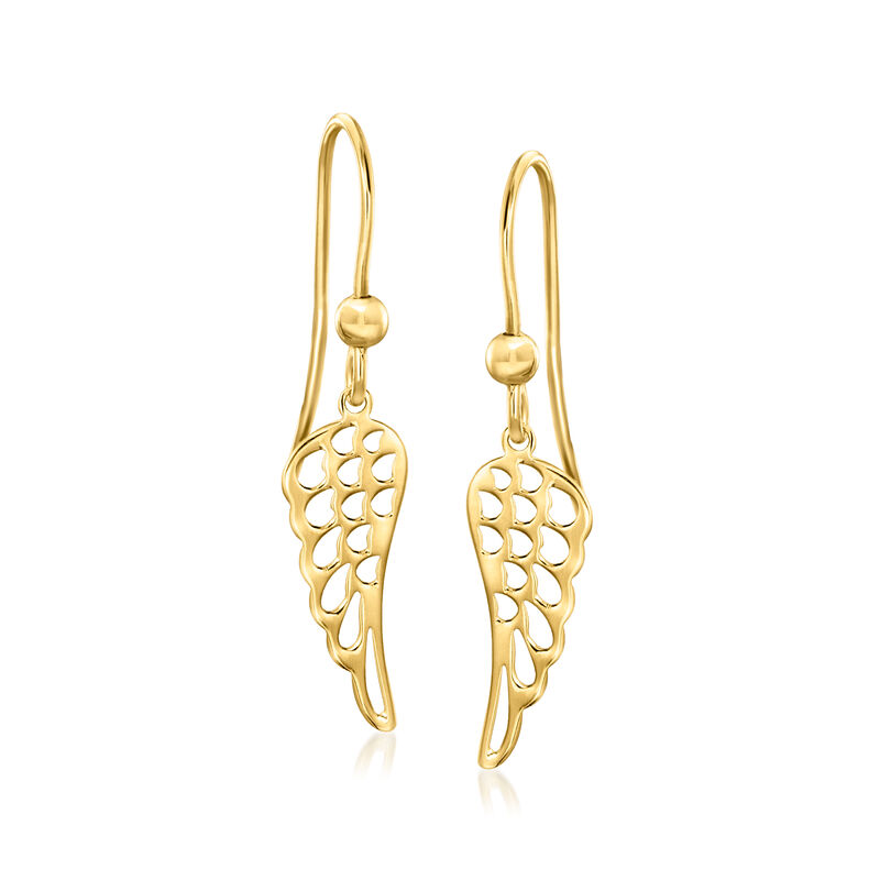 Italian 10kt Yellow Gold Angel Wing Drop Earrings  image number 0
