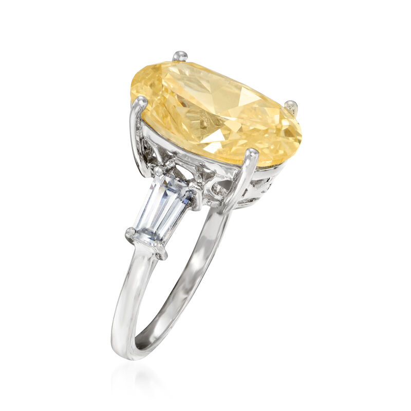 6.35 ct. t.w. Yellow and White CZ Ring in Sterling Silver image number 2