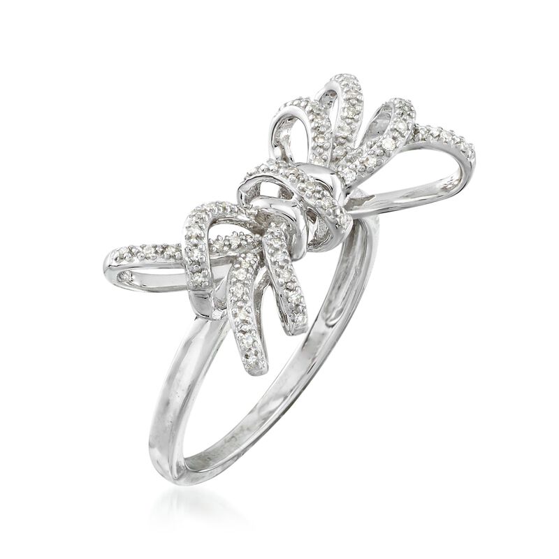 .13 ct. t.w. Diamond Bow Ring in Sterling Silver image number 2