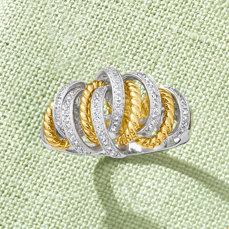 .20 ct. t.w. Diamond Ribbon Ring in Two-Tone Sterling Silver image number 3