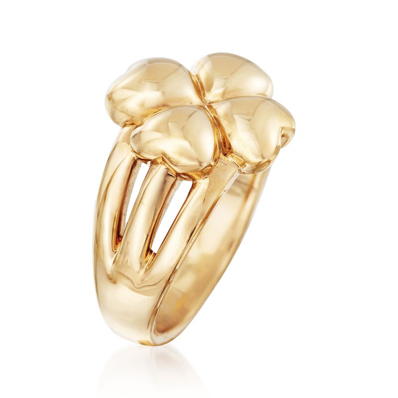 14kt Yellow Gold Four-Leaf Clover Ring. Size 8 image number 2