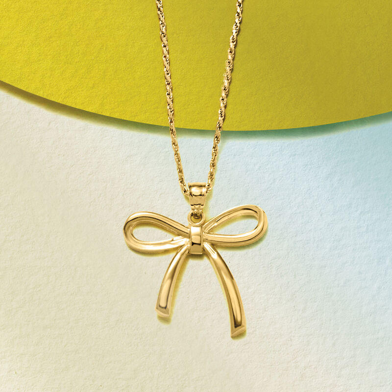 14kt Yellow Gold Bow Pendant  image number 2