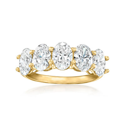 3.00 ct. t.w. Oval Lab-Grown Diamond Five-Stone Ring in 14kt Yellow Gold