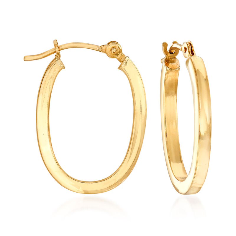 20x15mm Multi-Gemstone Open-Oval Interchangeable Hoop Earrings in 14kt Yellow Gold. 1 1/4" image number 3