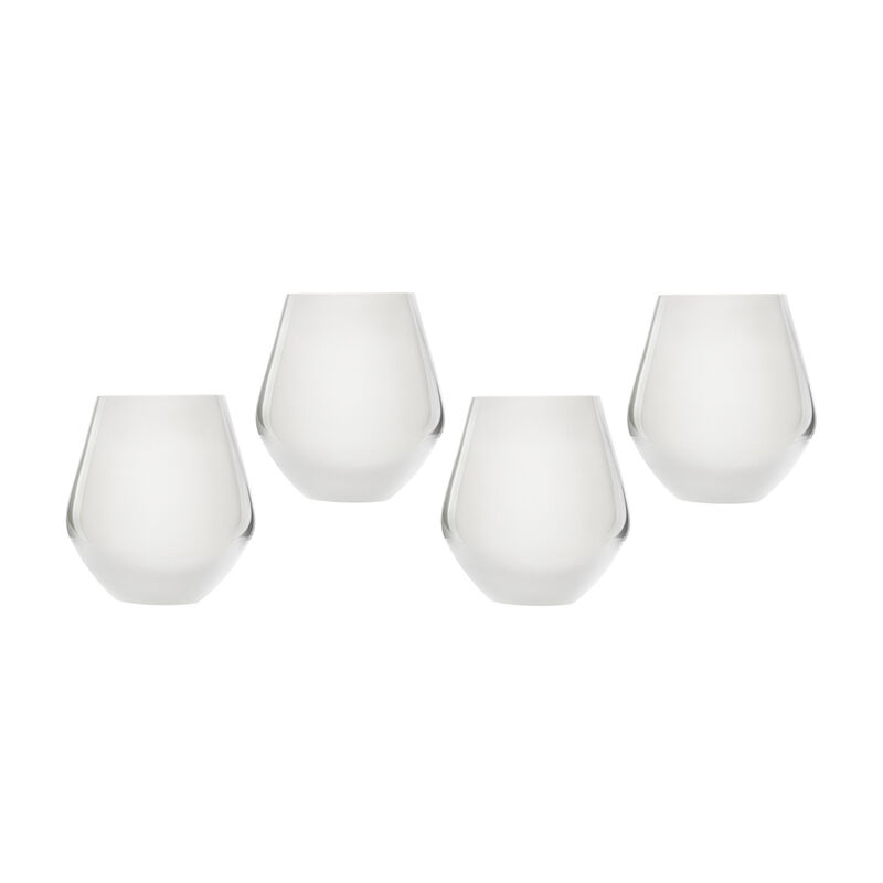 Godinger &quot;Meridian&quot; Set of 4 White Stemless Wine Glasses image number 0