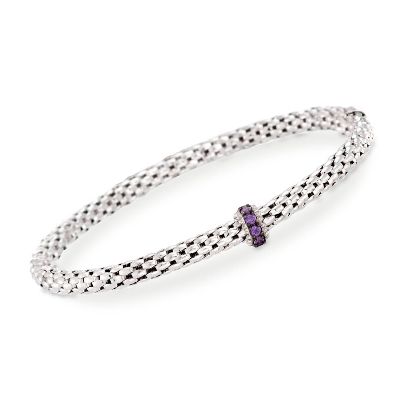 Phillip Gavriel &quot;Popcorn&quot; .40 ct. t.w. Amethyst Bracelet in Sterling Silver. 7&quot; image number 0