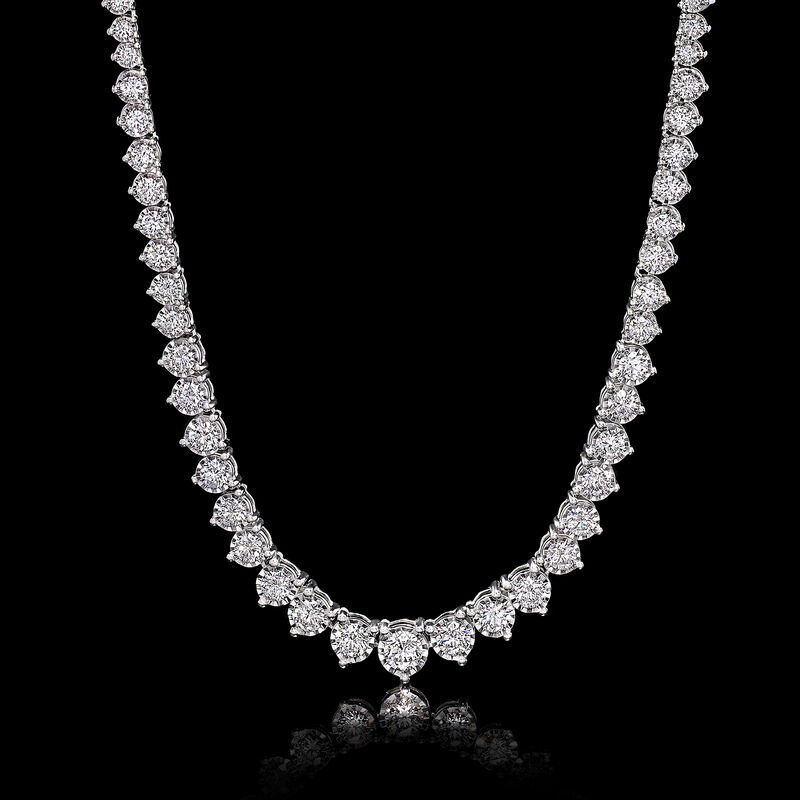 5.00 ct. t.w. Graduated Lab-Grown Diamond Tennis Necklace in Sterling Silver image number 2
