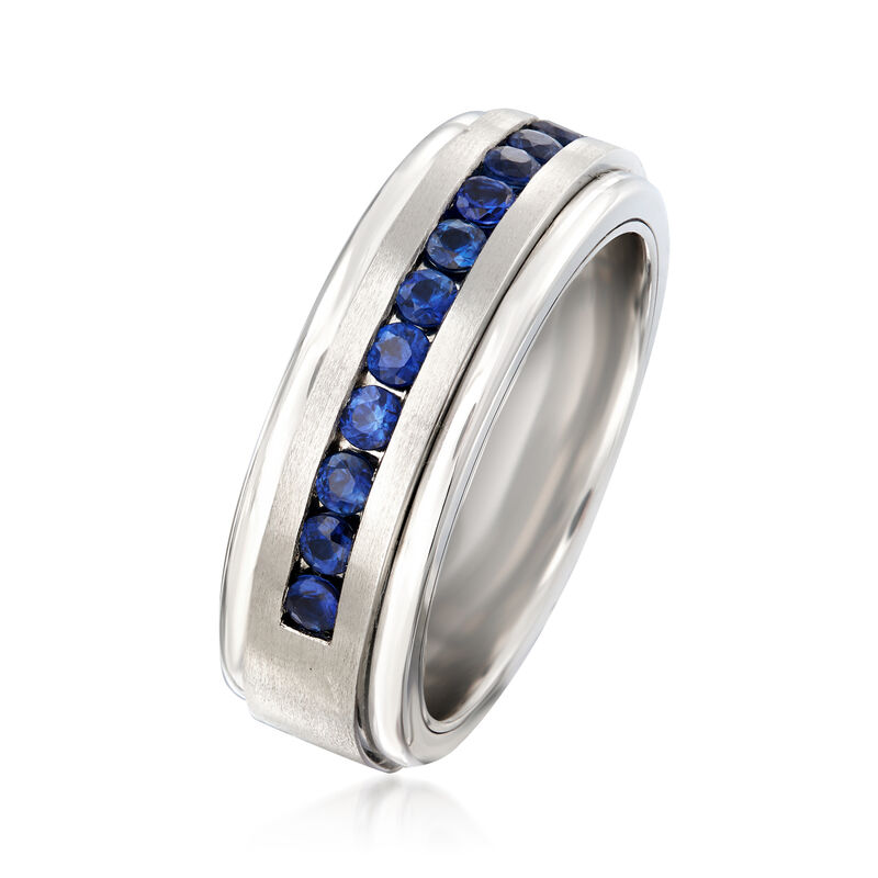 Men's 1.50 ct. t.w. Sapphire Wedding Band in Tungsten Carbide image number 1