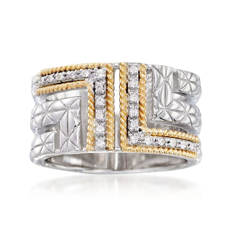 Andrea Candela &quot;Laberinto&quot; .11 ct. t.w. Diamond Ring in 18kt Yellow Gold and Sterling Silver. Size 7 image number 0