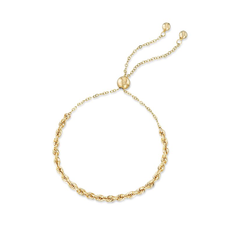 14kt Yellow Gold Rope Chain Bolo Bracelet image number 3