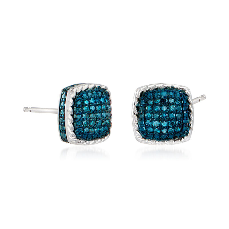 .20 ct. t.w. Blue Diamond Stud Earrings in Sterling Silver  image number 2