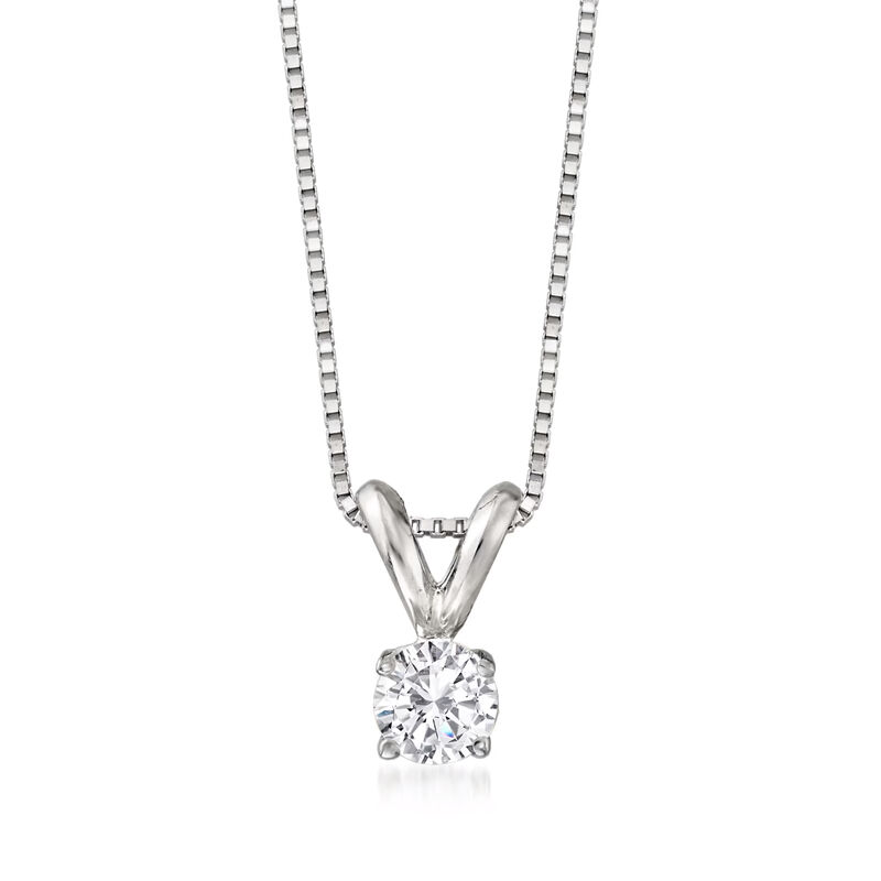 .25 Carat Diamond Solitaire Necklace in 14kt White Gold. 18" image number 0