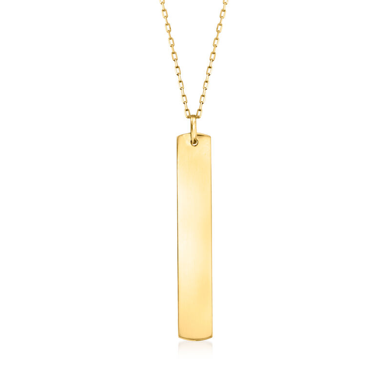 Name - Italian 18kt Yellow Gold Vertical Bar Pendant Necklace. 18&quot;  image number 0