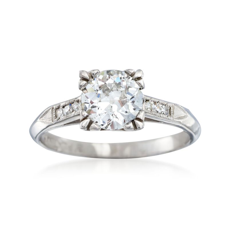 C. 1950 Vintage .93 ct. t.w. Diamond Ring in Platinum. Size 4.75 image number 0