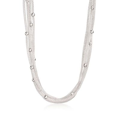 Italian Sterling Silver Multi-Strand Mesh Necklace