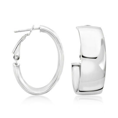 Italian Sterling Silver Oval Hoop Earrings