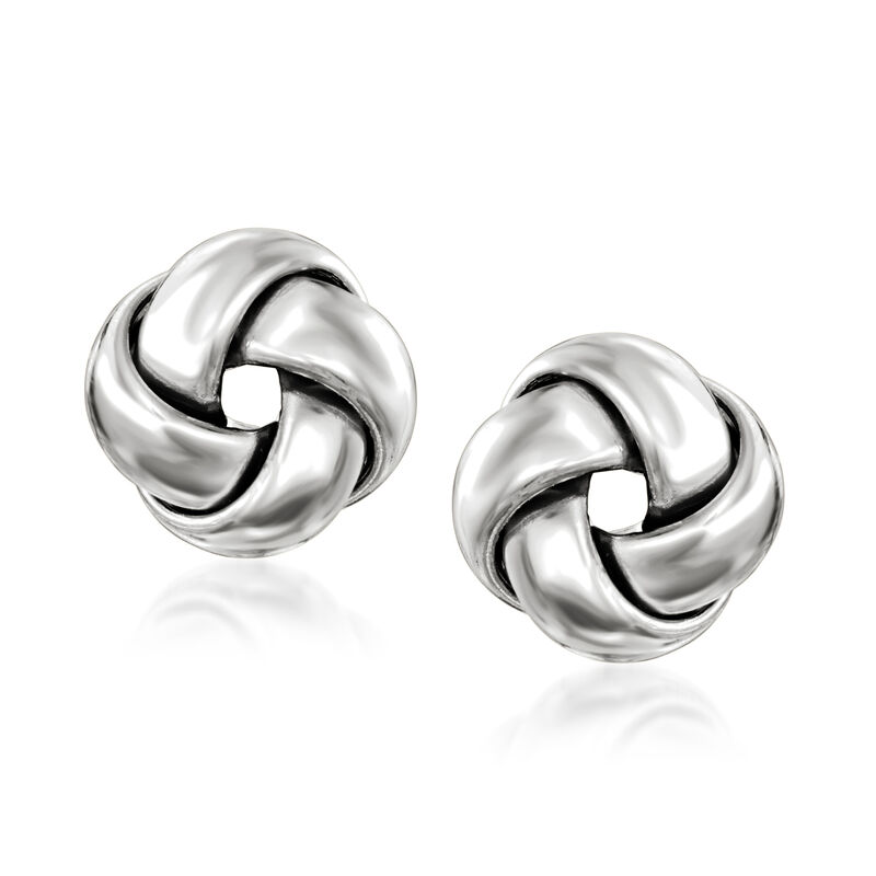 Italian Tri-Colored Sterling Silver Jewelry Set: Three Pairs of Love Knot Earrings image number 3