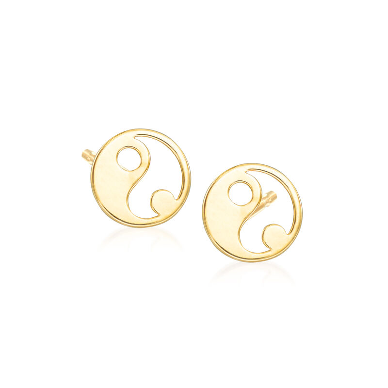 14kt Yellow Gold Yin-Yang Openwork Stud Earrings image number 0