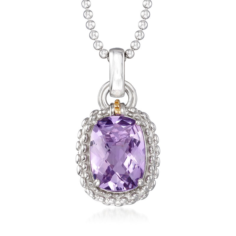 Phillip Gavriel &quot;Popcorn&quot; 5.00 Carat Amethyst Pendant Necklace in Sterling Silver with 18kt Yellow Gold. 18&quot; image number 1