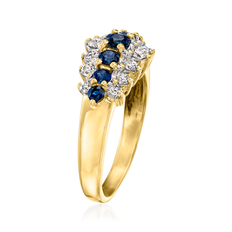 C. 1980 Vintage .55 ct. t.w. Sapphire and .36 ct. t.w. Diamond Ring in 14kt Yellow Gold. Size 5.75 image number 2