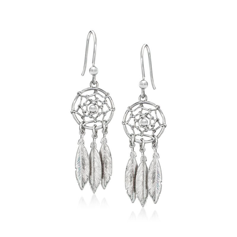 Italian Sterling Silver Dreamcatcher Drop Earrings  image number 0