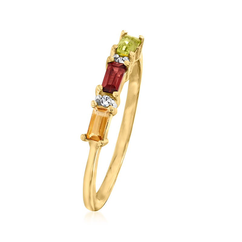 Personalized Ring with Diamond Accents in 14kt Gold - 2 to 4 Birthstones image number 4