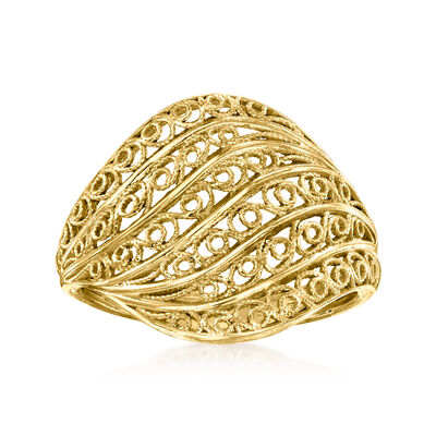 18kt Gold Over Sterling Filigree Shrimp Ring